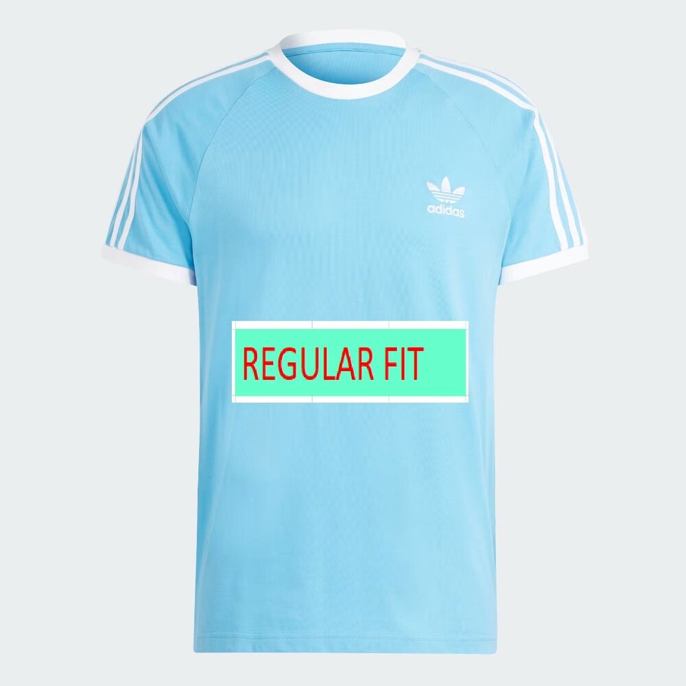 Adidas Classics Original 3 Stripes Tee Shirt Trefoil Retro Men Sky Blue